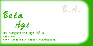 bela agi business card